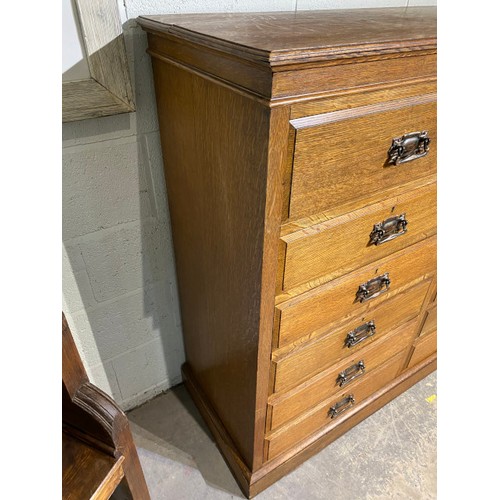 106 - Edwardian oak multi drawer chest 123H 131W 49D