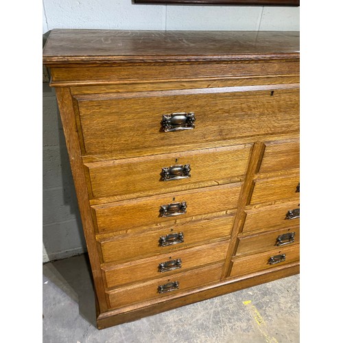 106 - Edwardian oak multi drawer chest 123H 131W 49D