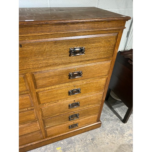 106 - Edwardian oak multi drawer chest 123H 131W 49D