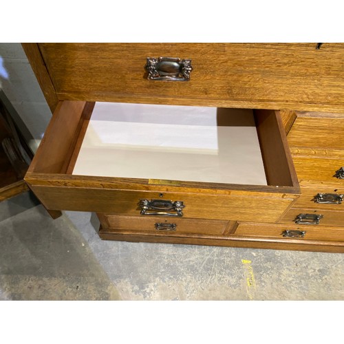 106 - Edwardian oak multi drawer chest 123H 131W 49D