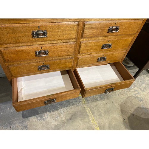 68 - Edwardian oak multi drawer chest 123H 131W 49D