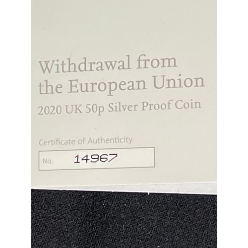 346 - “The Royal Mint” Withdrawal From The European Union 2020 UK 50p Silver Proof Coin 
Denomination: 50p... 