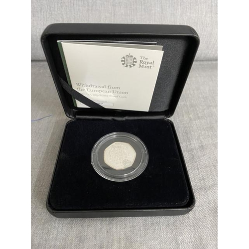 346 - “The Royal Mint” Withdrawal From The European Union 2020 UK 50p Silver Proof Coin 
Denomination: 50p... 