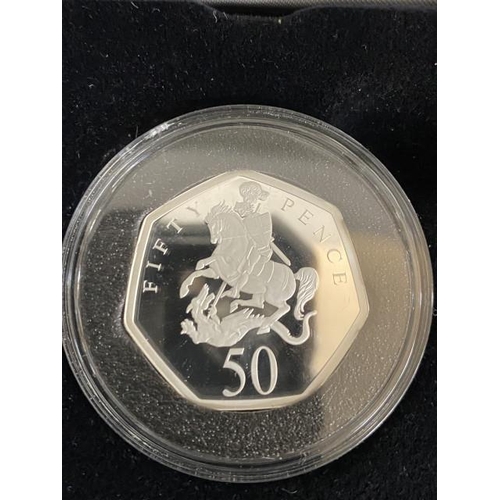 395 - “Jubilee Mint” The 50th Anniversary of Decimalisation Fine Silver Proof 50 pence coin 
Metal: 999/10... 