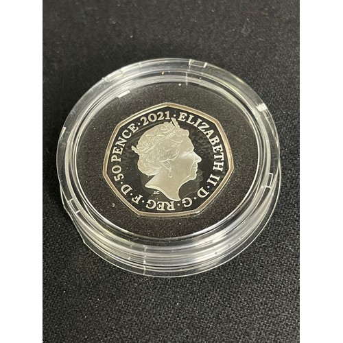 370 - “The Royal Mint” The 50th Anniversary of Decimal Day 2021 UK 50p Silver Proof Piedfort Coin 
Denomin... 