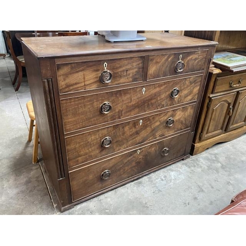 117 - 19th century mahogany chest of drawers 105H 122W 54D