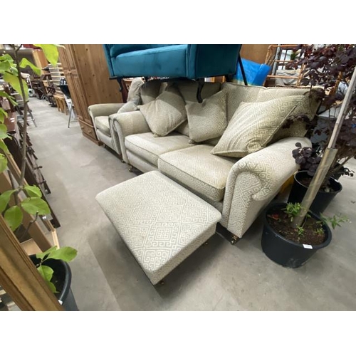 161 - Good quality Ruskin  upholstered 3 piece suite (settee, armchair, footstool)