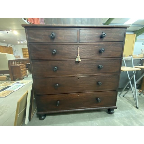 187 - Victorian mahogany chest of drawers 129H 122W 59D