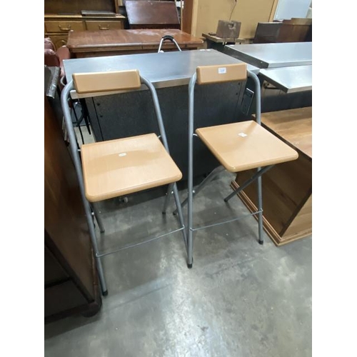 189 - 2 beech folding bar stools 34W