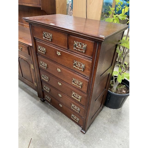 197 - Edwardian oak 7 drawer chest 109H 81W 47D