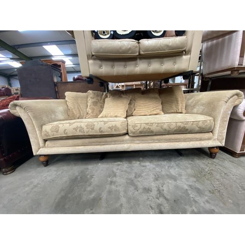 206 - Gold upholstered settee with scatter cushions 220W