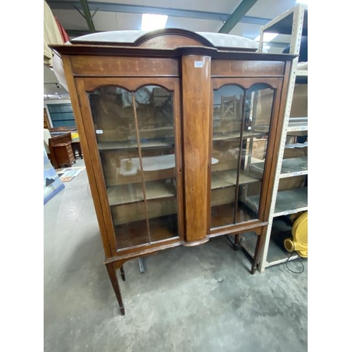 210 - Victorian mahogany display cabinet 175H 114W 39D (some damage to glass)