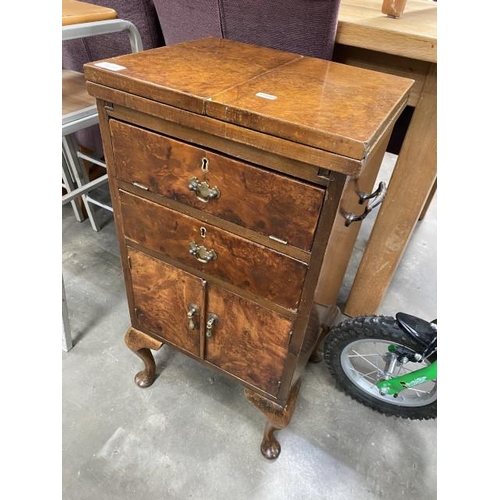 219 - Victorian walnut metamorphic ladies writing table (closed 73H 39W 32D & open 104H 77W 44D)