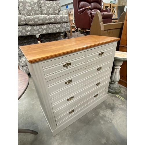 233 - Grey painted oak Edwardian chest of drawers 99H 102W 49D