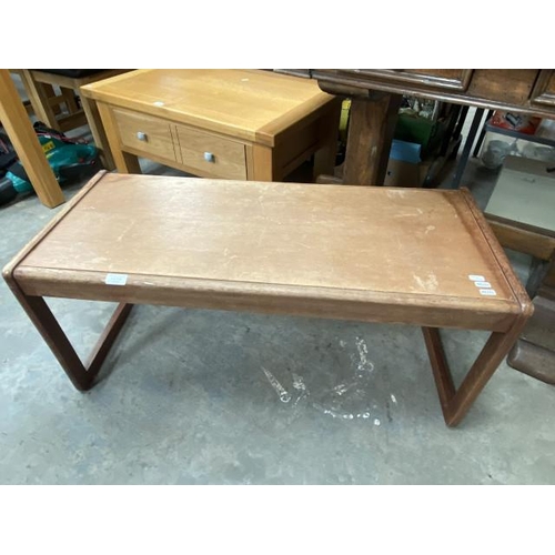 238 - Mid century teak coffee table 42H 96W 42D