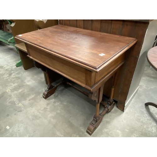 244 - Mahogany single drawer desk 83H 93W 57D