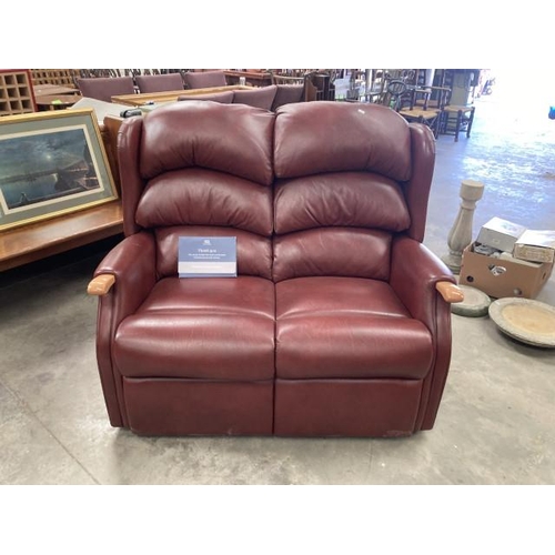 267 - HSL burgundy leather settee 120W