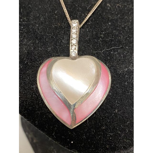 344 - 925 silver heart pendant on 925 silver neck chain, 46cm long