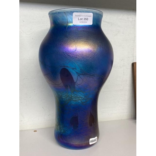 350 - Signed John Ditchfield Glasform 7582 iridescent glass vase, 28cm tall