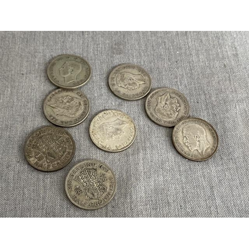 380 - Bag of 8 half crowns, 3 George V & 5 George VI 113g