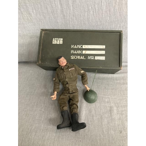 404 - Hasbro 1964 Action Man figure with Action Man locker box