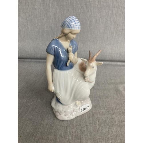 406 - Bing & Grondahl girl with goat figurine No. 2180