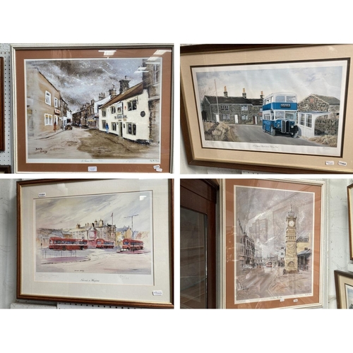 437 - 4 framed pencil signed David Barry limited edition prints 'Nationals In Wharfedale' 50/195 43x53cm, ... 