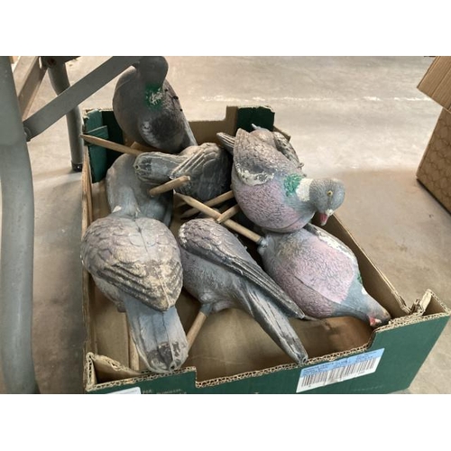 453 - 8 full bodied Pigeon decoys with sticks