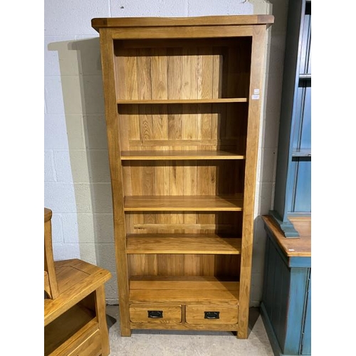 46 - Oak Furniture Land bookcase with 2 drawers 190H 89W 28D