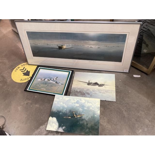 480 - 4 framed RAF prints inc. 3 Coulson prints one signed by Gerald Coulson 'Lone Spitfire' 380/850 110x4... 