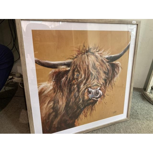 514 - Louise Brown 'Cow Lick' framed print 70 x 70cm