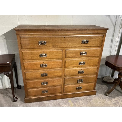 68 - Edwardian oak multi drawer chest 123H 131W 49D