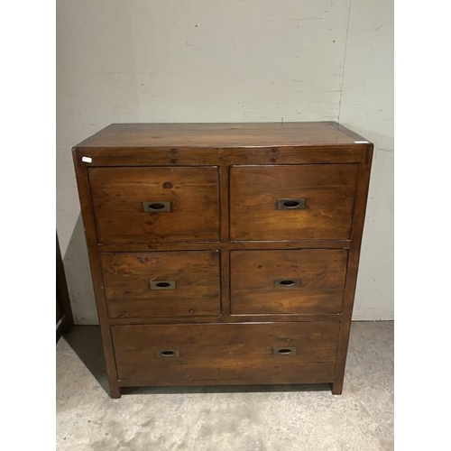 74 - Military Campaign style chest of drawers 98H 90W 45D