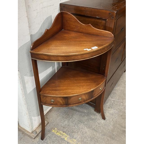 79 - Georgian mahogany corner washstand 95H 57W 40D