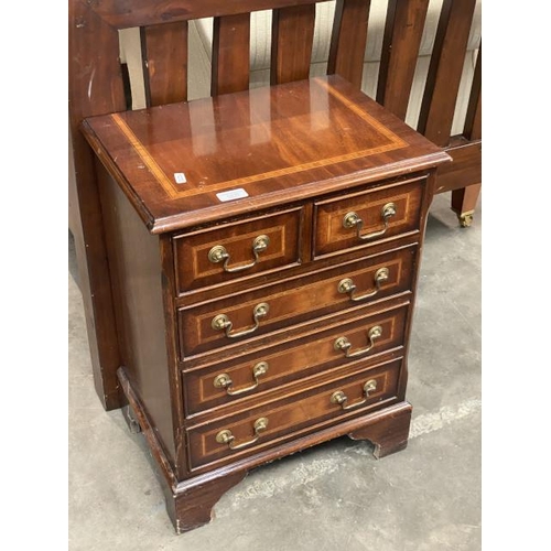 80 - Mahogany inlaid 2 over 3 chest of drawers 62H 46W 33D