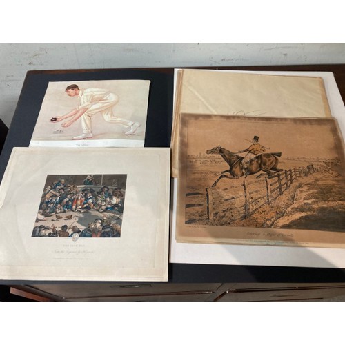 188 - Assorted unframed prints/etchings including 19th century French Fashion prints, 19th century British... 