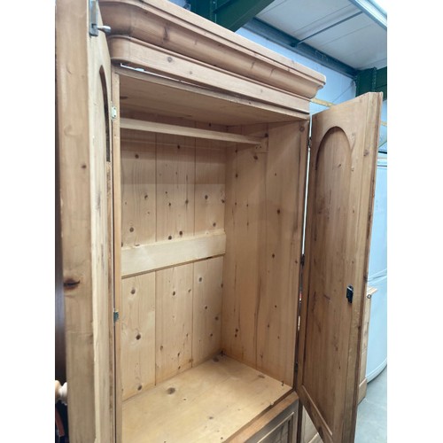 83 - Good quality pine 2 door/1 drawer wardrobe 203H 110W 55D