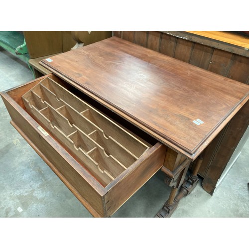 244 - Mahogany single drawer desk 83H 93W 57D