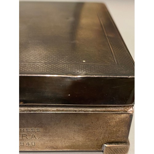 354 - Silver Deakin & Francis Ltd, Birmingham 1939 cigarette box engraved 'To Jim, With Thanks For All You... 