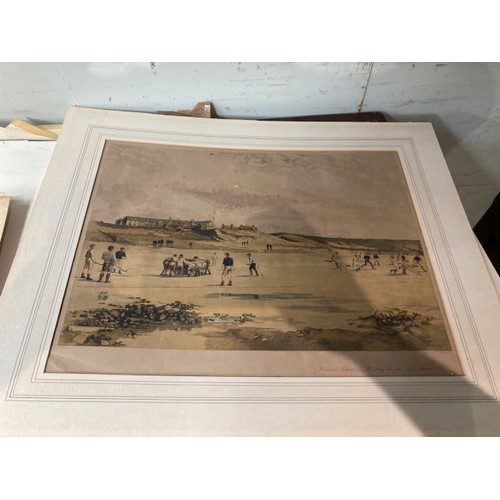 69 - Assorted unframed prints/etchings including 19th century French Fashion prints, 19th century British... 