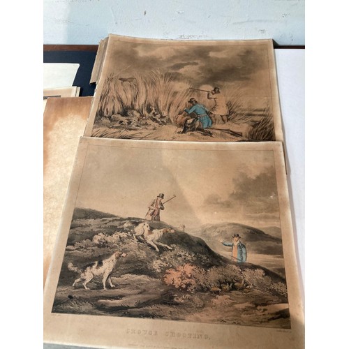 69 - Assorted unframed prints/etchings including 19th century French Fashion prints, 19th century British... 