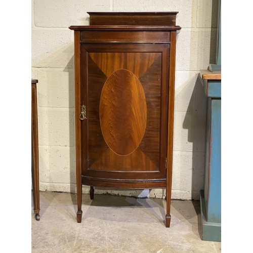 100 - Edwardian mahogany bow fronted hall cupboard 106H 52W 41D