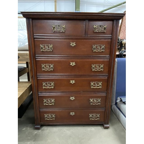 124 - Edwardian oak 7 drawer chest 109H 81W 47D