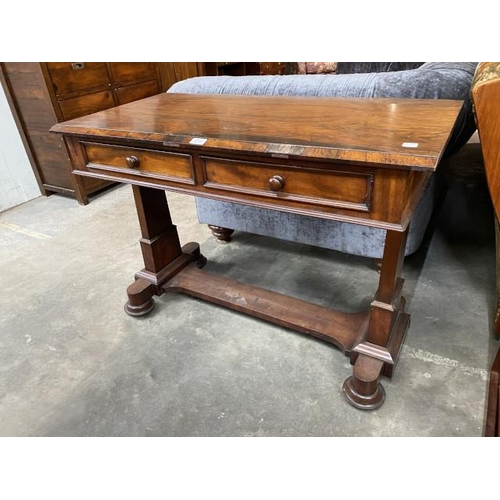 145 - Victorian rosewood 2 drawer writing/console table 73H 102W 51D