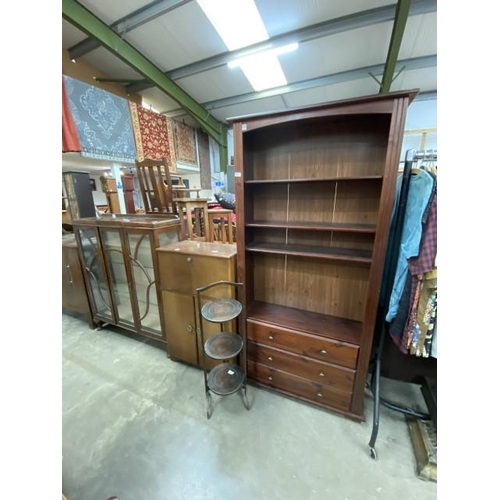 162 - Victorian mahogany glazed display cabinet 120H 103W 30D, Art Deco cocktail cabinet 100H 62W 32D, an ... 