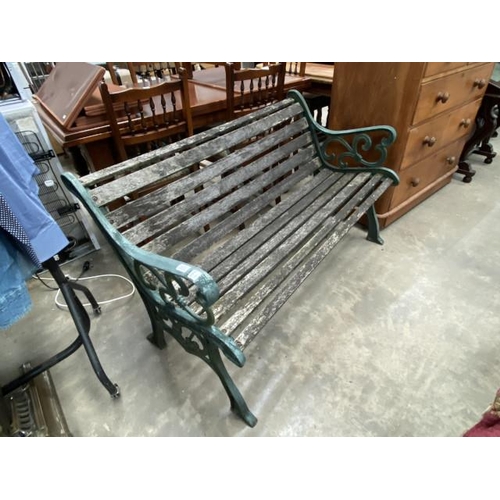 165 - Cast iron and wood garden bench 128W