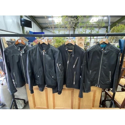 169 - 4 Diesel black leather jackets  (2 x XL and 2 x L)