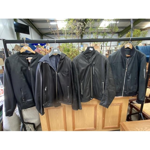 172 - Prada zip up leather jacket with hood (no size but probably M), 3 leather jackets - Lee Cooper (size... 