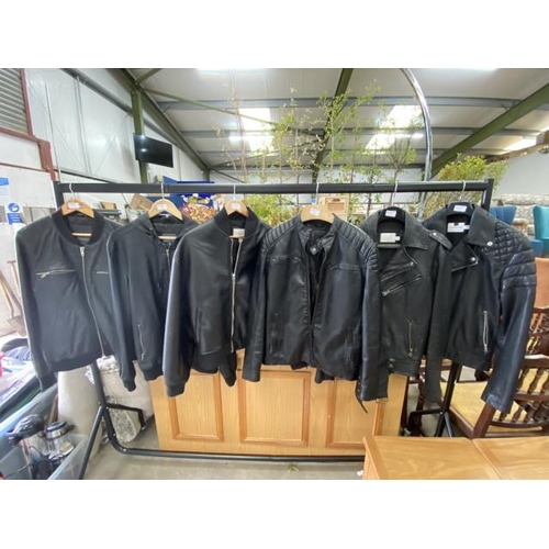 179 - 2 Topman black leather jackets size M and 4 black faux leather jackets size range XS, M & L includin... 