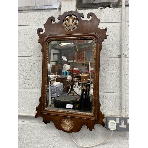 181 - Georgian mahogany fret work mirror 45 x 77cm